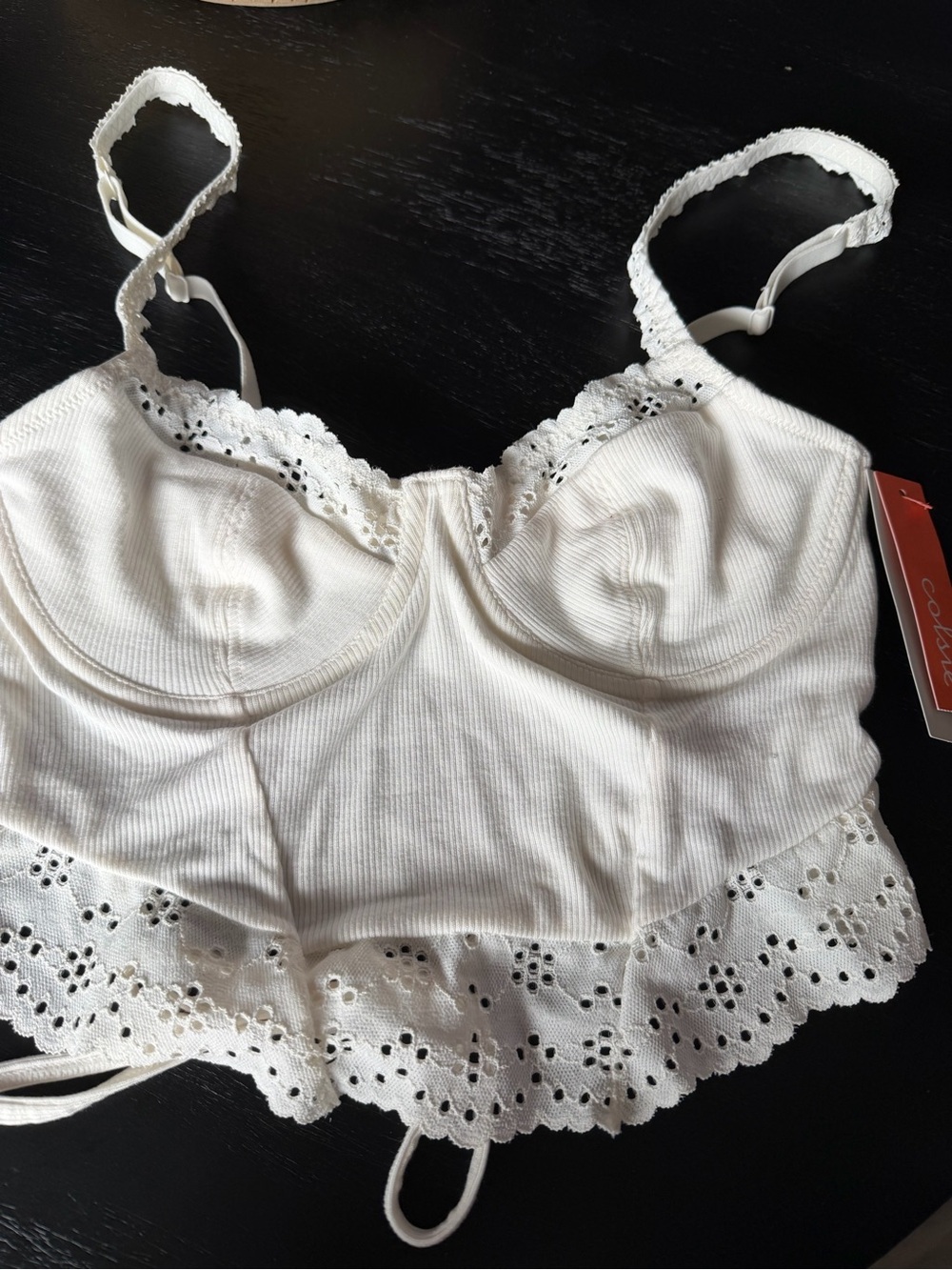 White Lace-Trim Bralette Camisole - Colsie